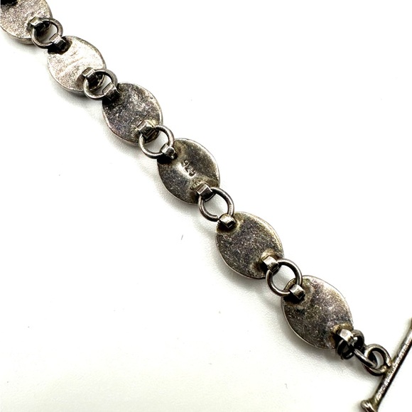 Sterling Silver 925 Black Onyx Link Bracelet 7 1/4” Toggle Closure - Picture 10 of 12